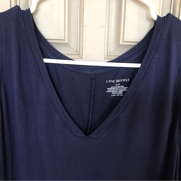 Lane Bryant Tee Sz14-16 Drk Blue V Neck Sleeveless Tunic Style nice - Picture 4 of 6